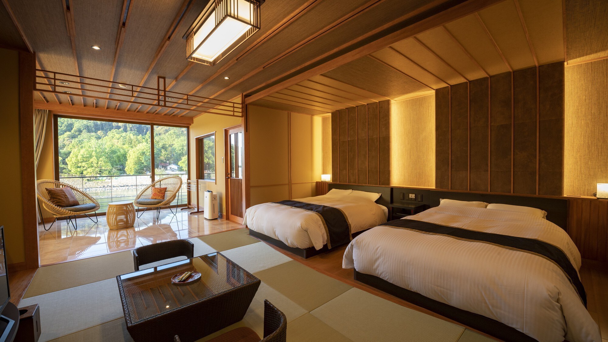 ห้องทวินลักชัวรีพร้อมอ่างอาบน้ำกึ่งเปิดโล่ง โคโช (ปลอดบุหรี่)