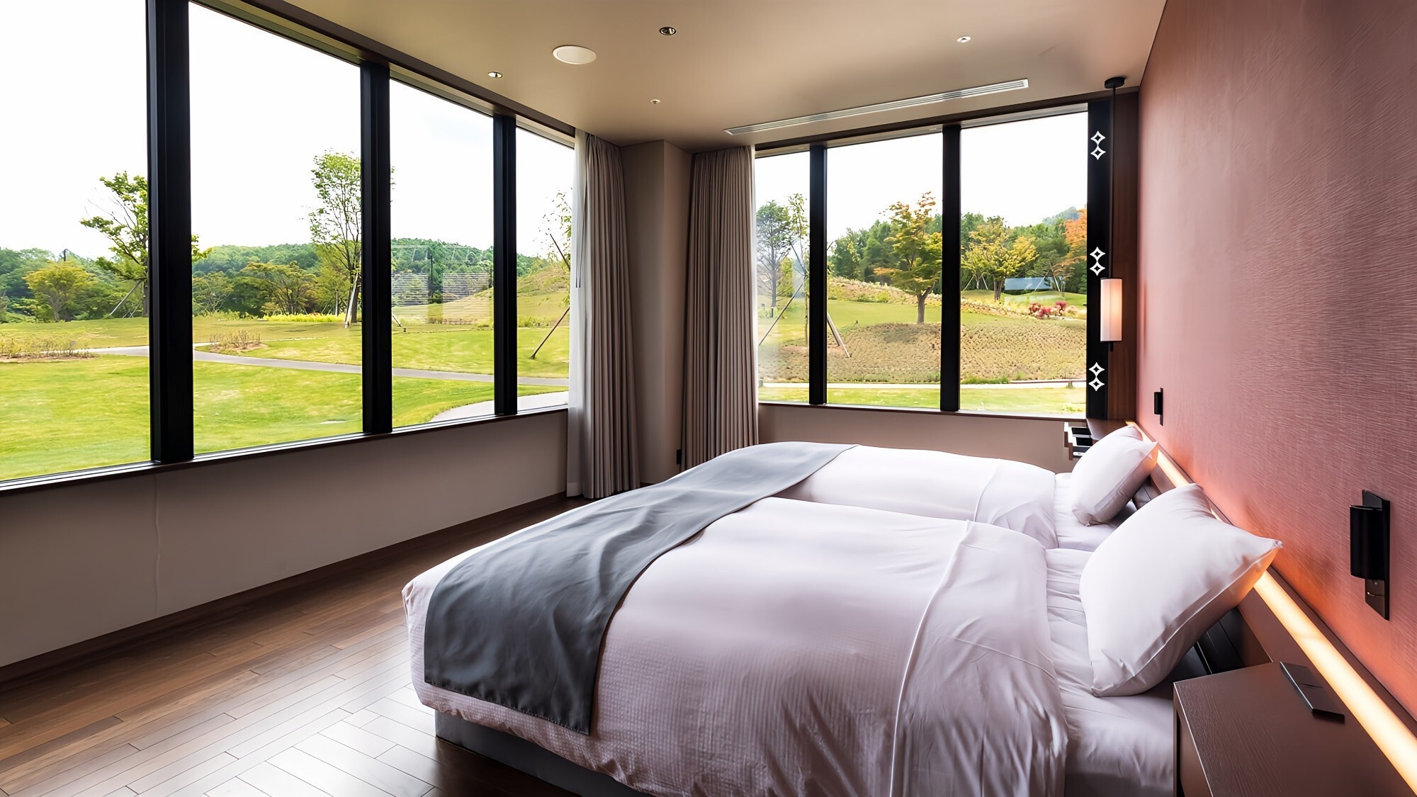 [East Wing] Designer Deluxe Twin Room with Open Air Hot Spring Bath and Wooden Deck *Image for illustrative purposes only