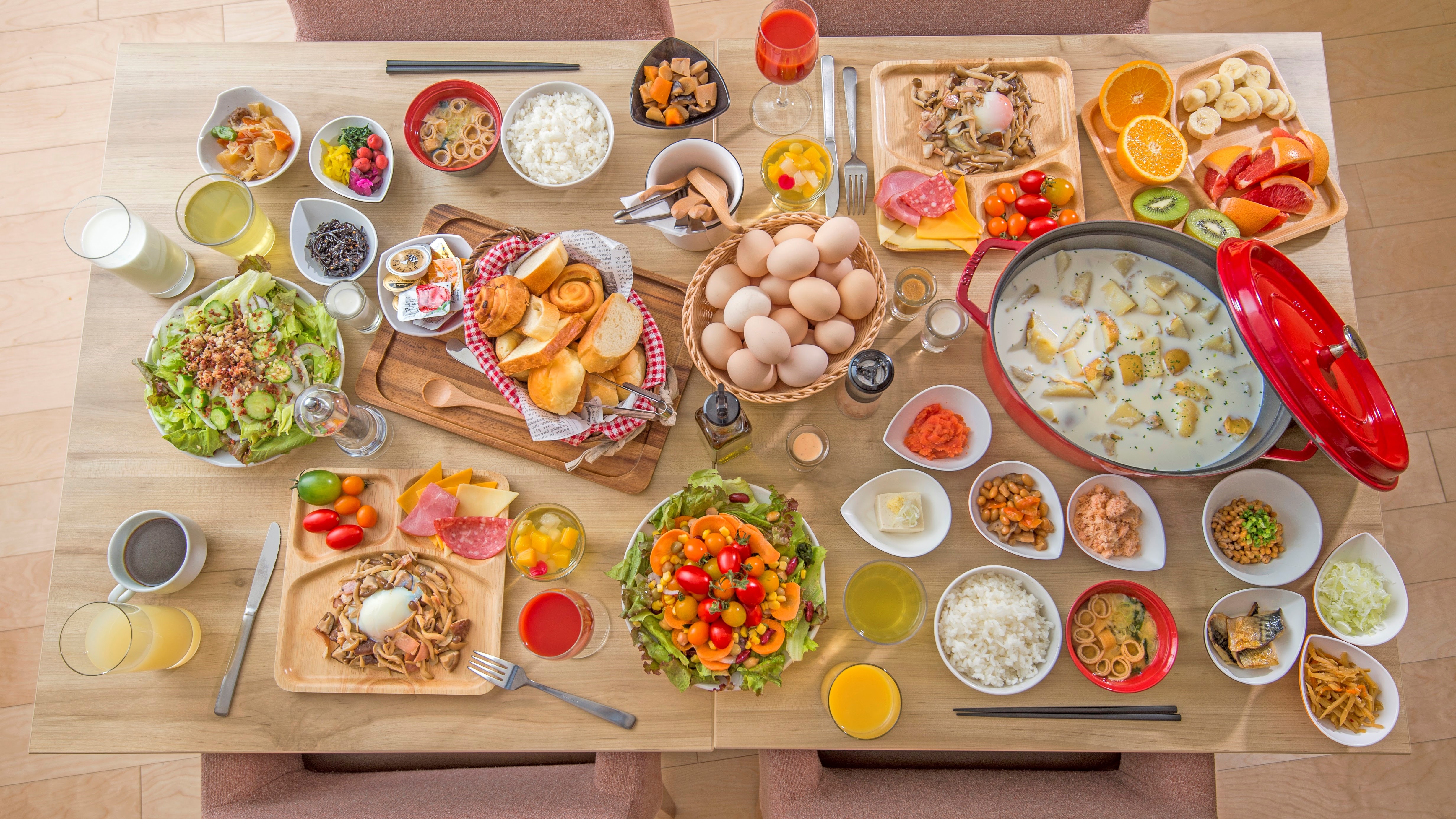 Colorful breakfast buffet