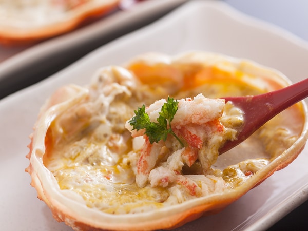 Image of crab meat shell grilled