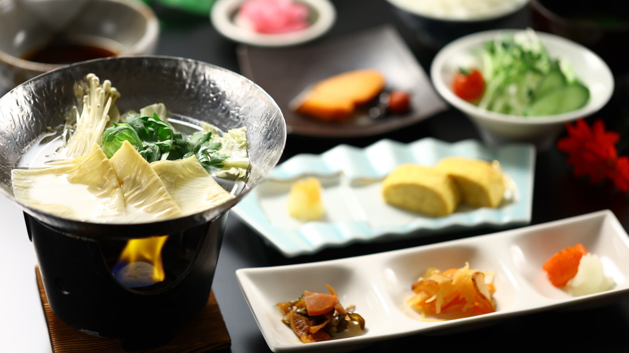 아침 식사 예. 부드러운 유바 냄비.