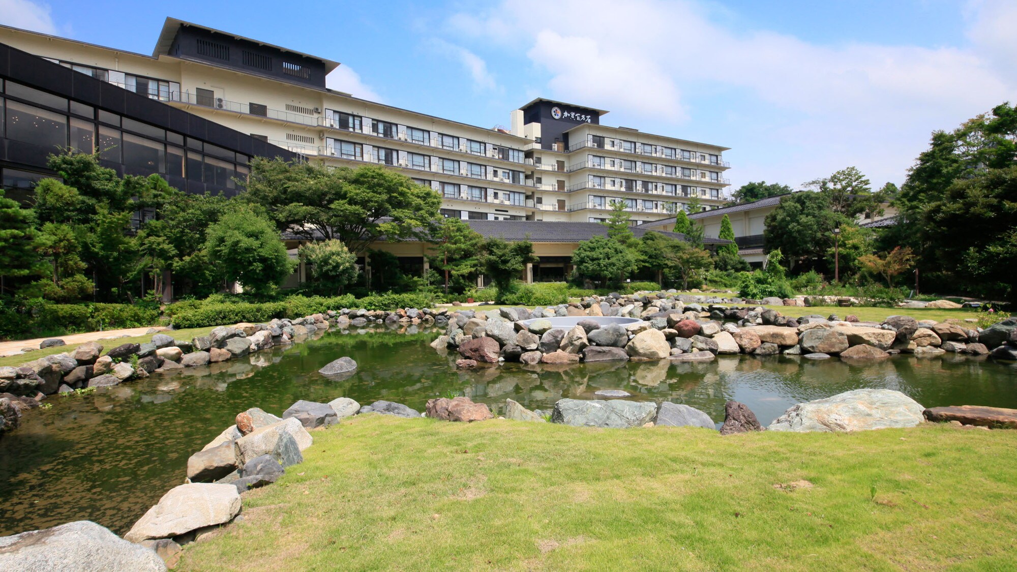 Main building and the pure rock Japanese garden