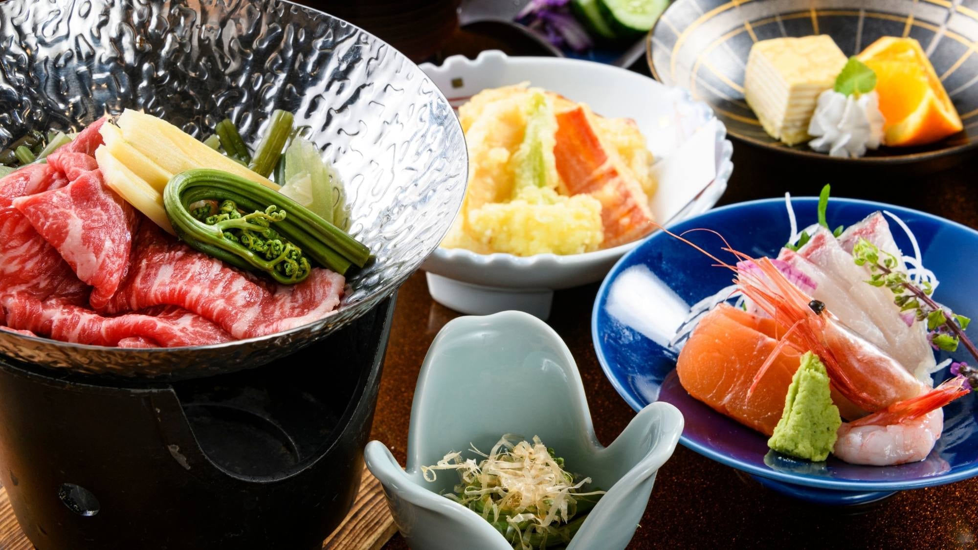 越前懷石料理，可以享用福井當地/時令生魚片和時令菜餚