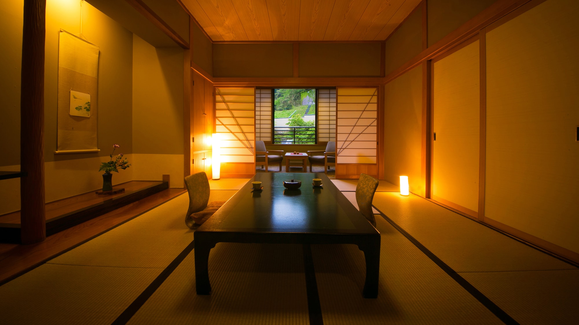 Kamar bergaya Jepang dengan bak mandi (10-12 tikar tatami) -Kamar tamu Shirakikan-