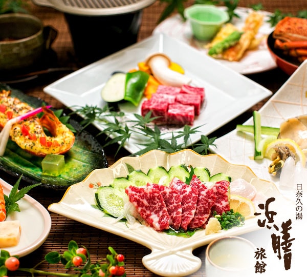 Japanese black beef, horse sashimi, spiny lobster and abalone gorgeous special kaiseki / example