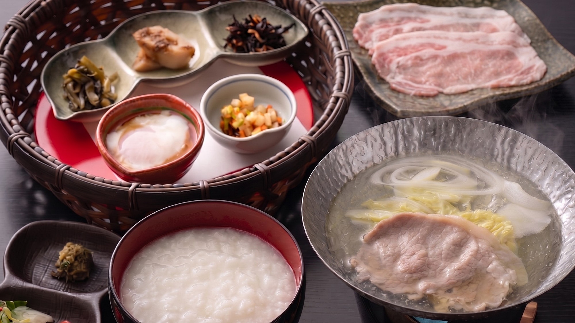 【조식】 “온천 죽”을 비롯한 몸에 상냥한 일본식 아침 식사를 준비합니다 ※화상은 이미지
