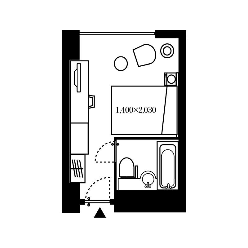 Single room 17.8㎡ Floor plan example