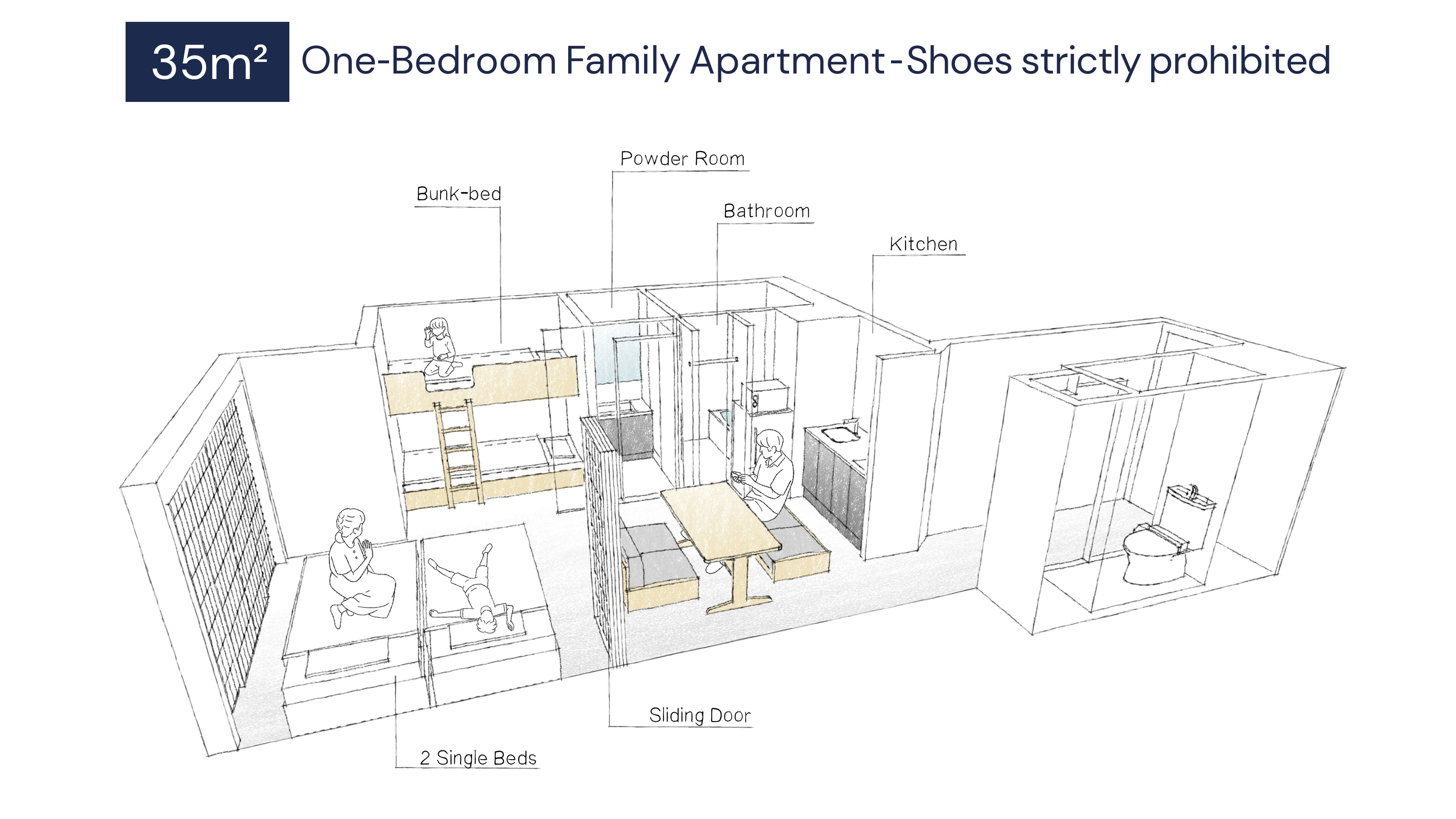 1 Bedroom Family Apartment (Shoes not allowed) Floor plan
