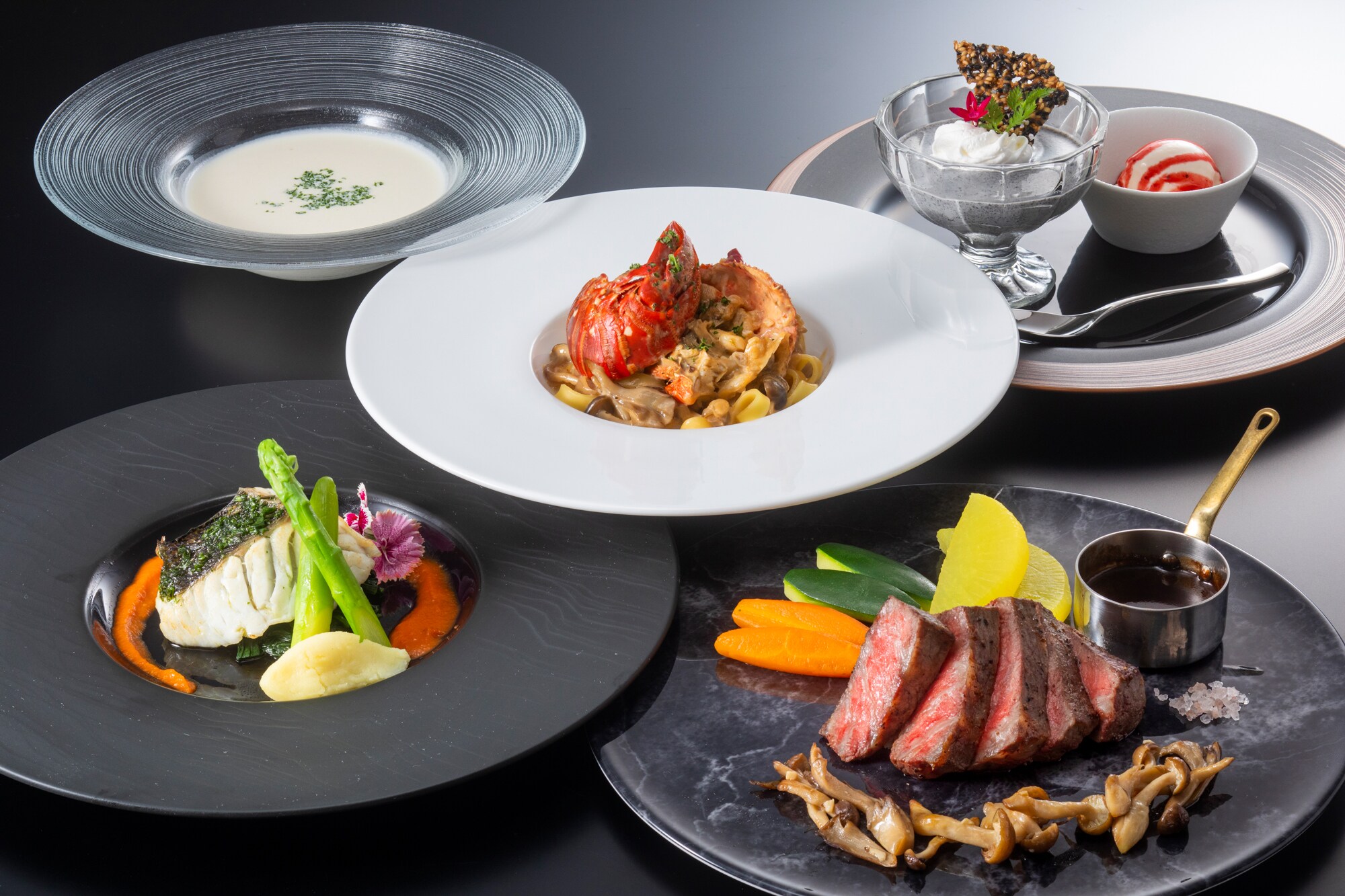 Western-style dinner course