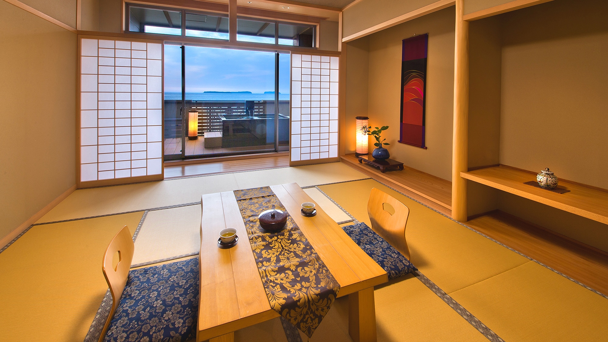 Kamar bergaya Jepang dengan embun