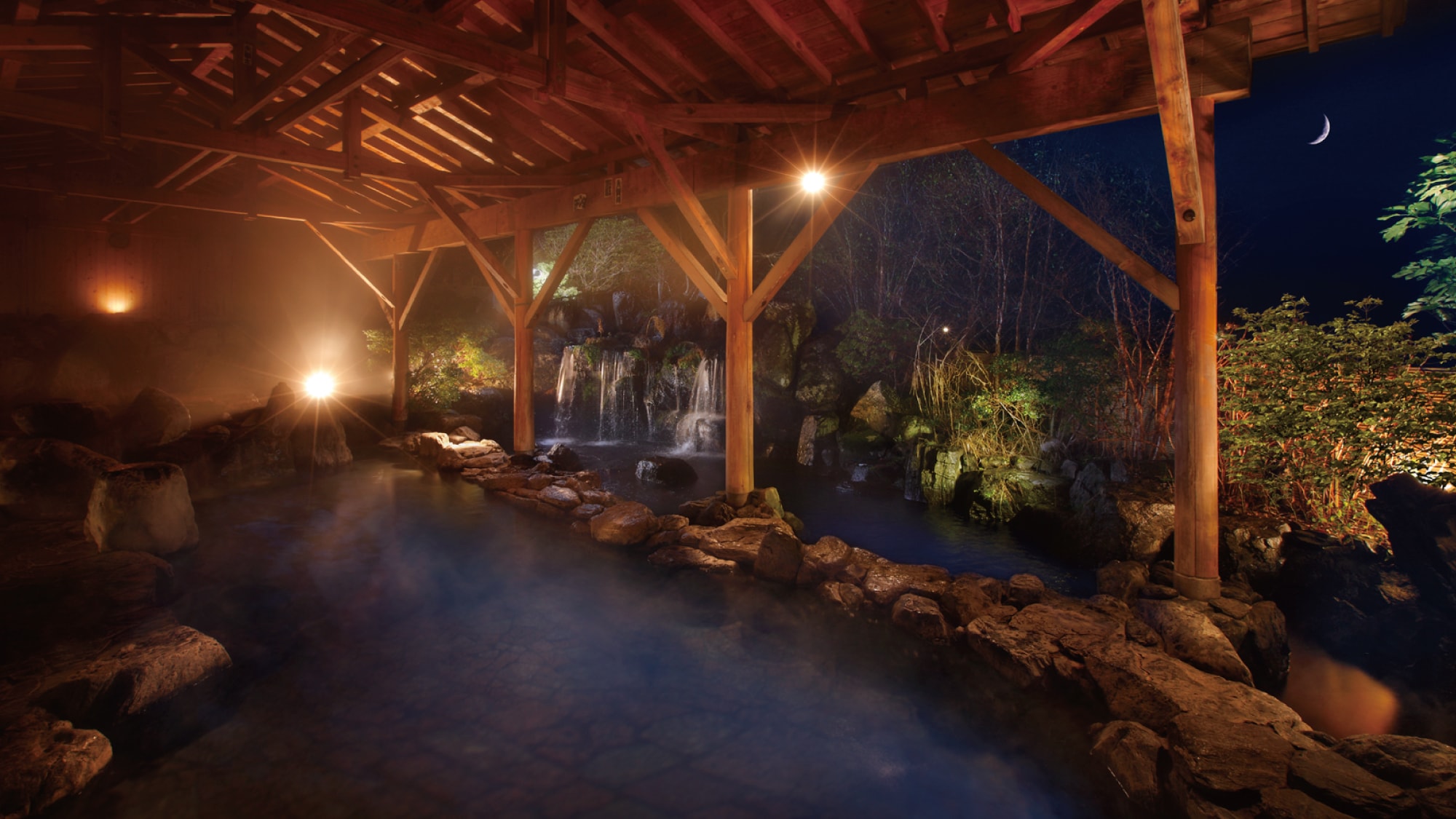 Open-air bath: Night