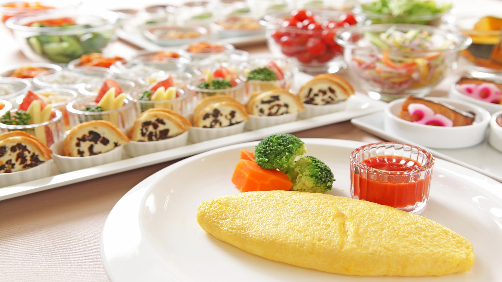 Variety of breakfast buffet