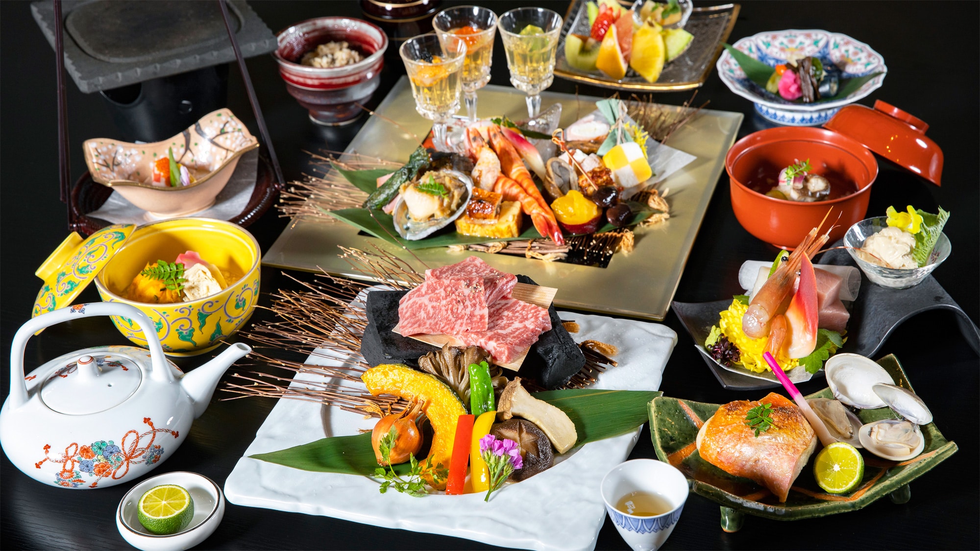 * Example of Japanese beef kaiseki / Special steak of Joshu beef and seasonal kaiseki cuisine