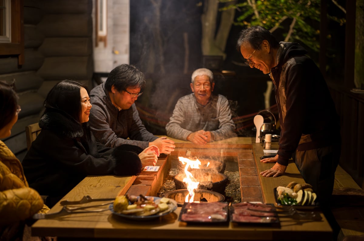[Night sky and BBQ]