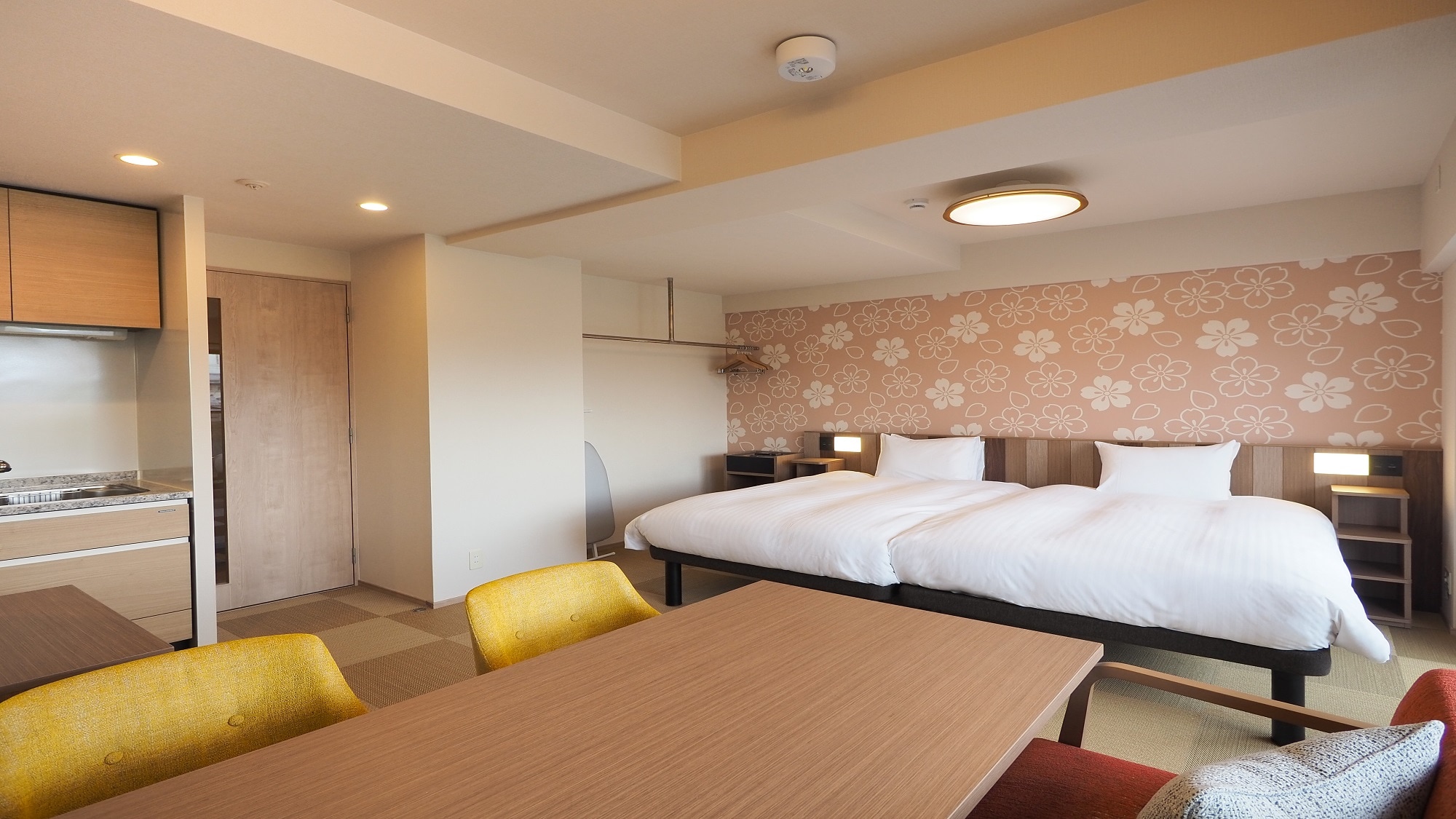 Twin room with kitchen and washing machine