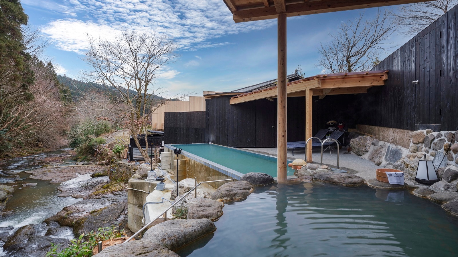 Private open-air bath with hot spring water pool