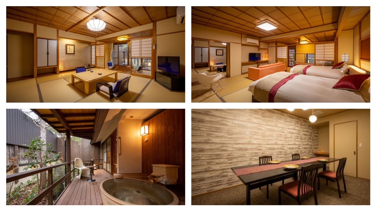 ห้องพักสไตล์ญี่ปุ่นผสมตะวันตกพร้อมบ่อน้ำพุร้อนกลางแจ้งและห้องรับประทานอาหาร (ดูวากะ)