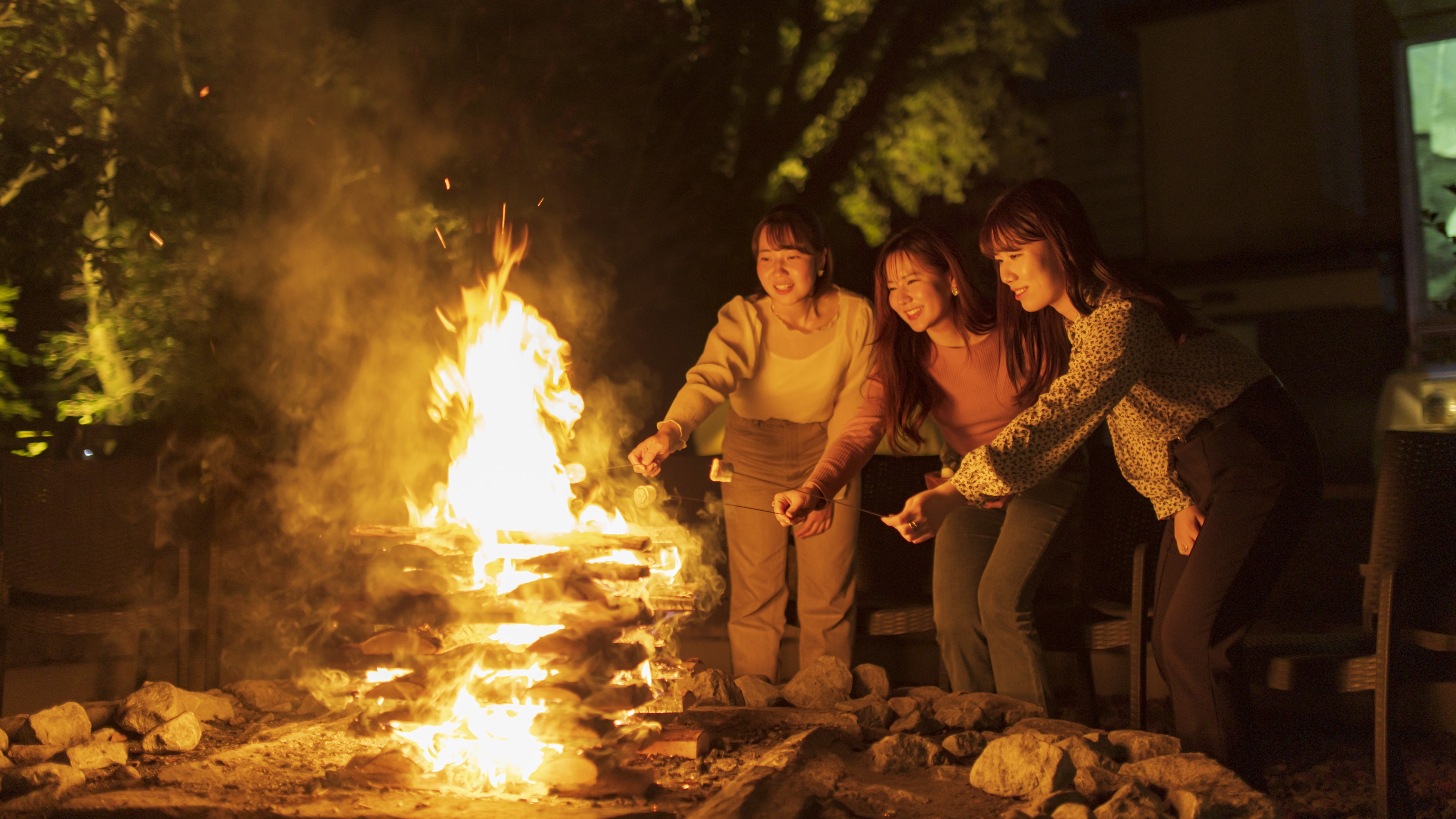 How about trying your hand at roasting marshmallows over a campfire?