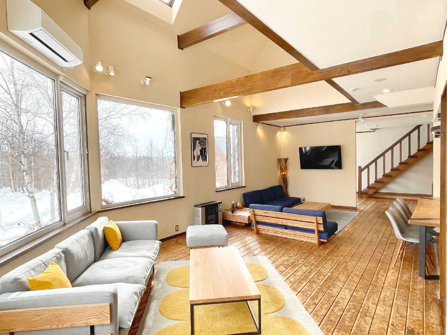 High ceiling and open living room