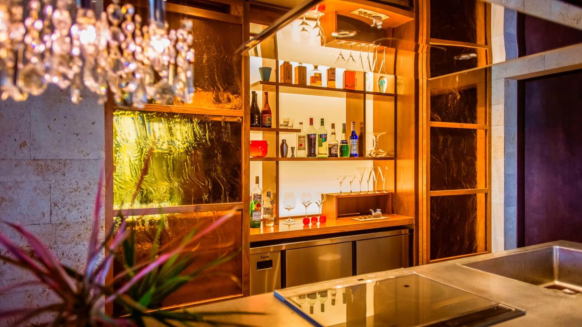 A dedicated chef will prepare your meal in the open kitchen.