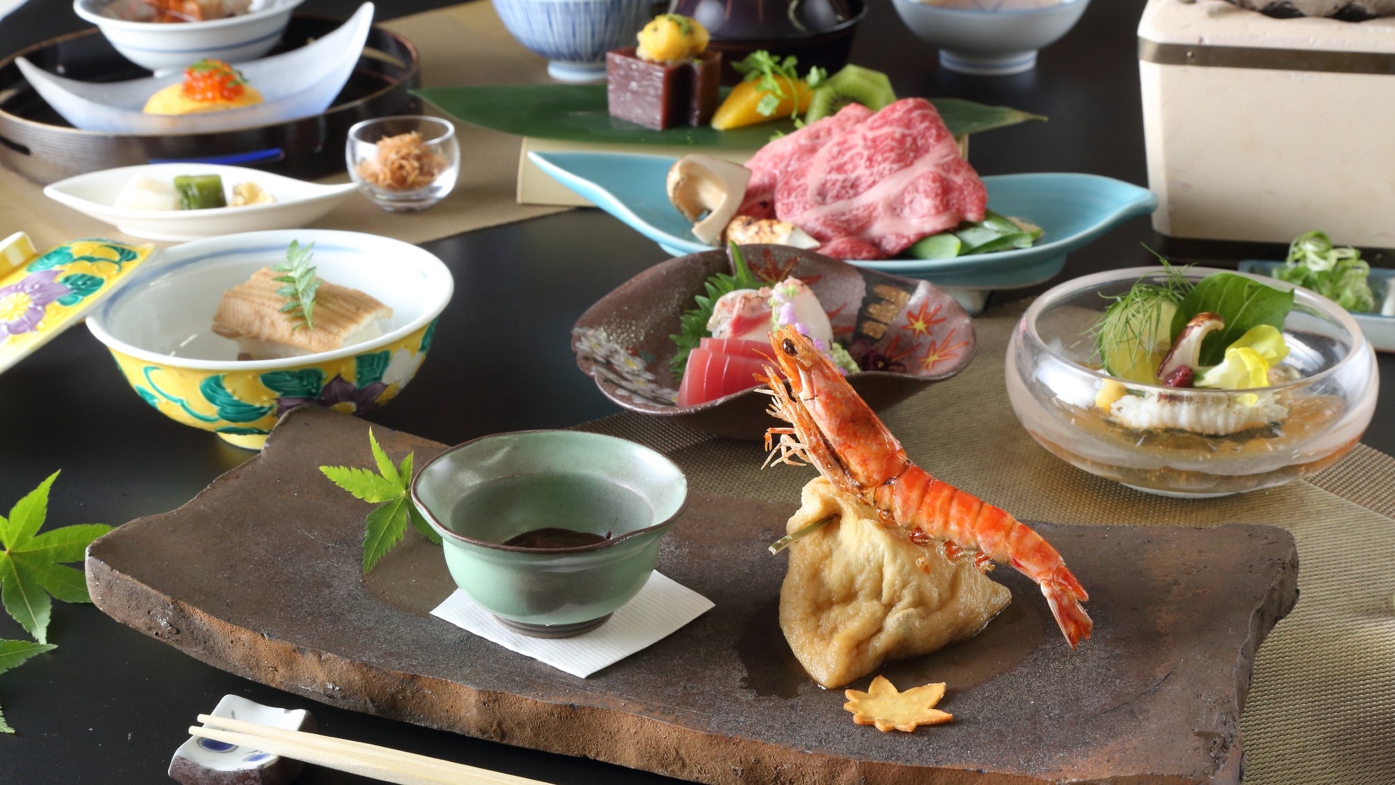 Dinner example: [Autumn] Kyoto-style creative banquet, Ogurayama
