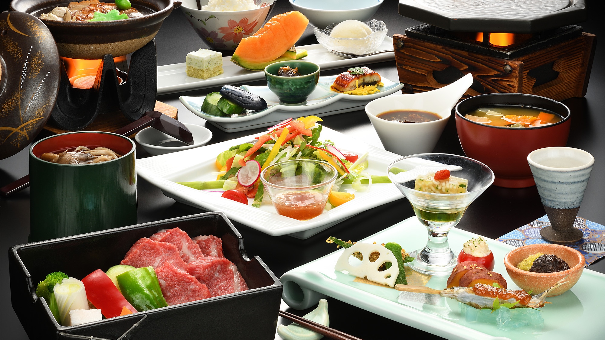 Choice of Yamagata beef main dishes/grilled on a ceramic plate