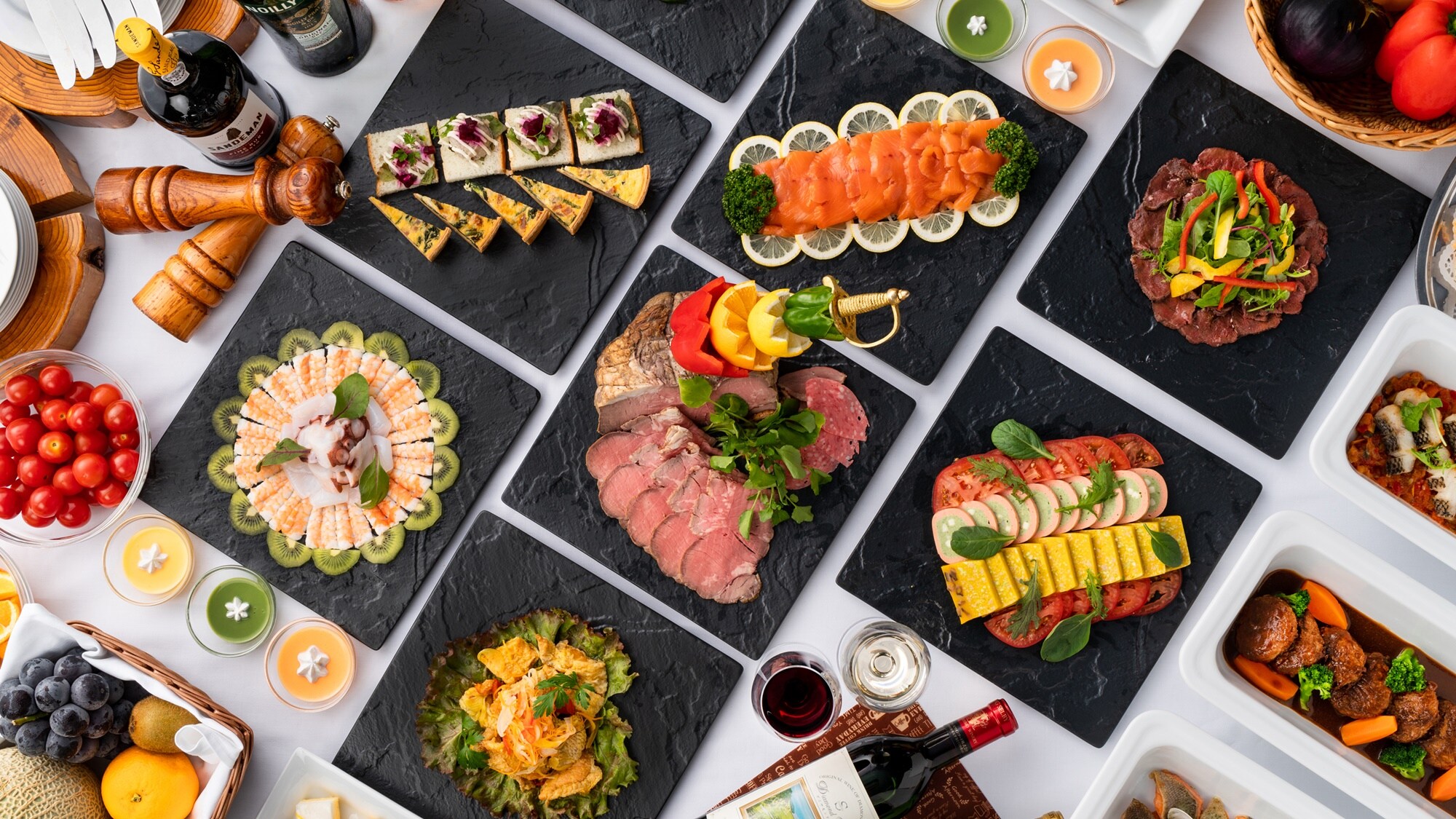 *[Dinner buffet example] Enjoy a fusion of French and Japanese cuisine with over 50 different menu items.