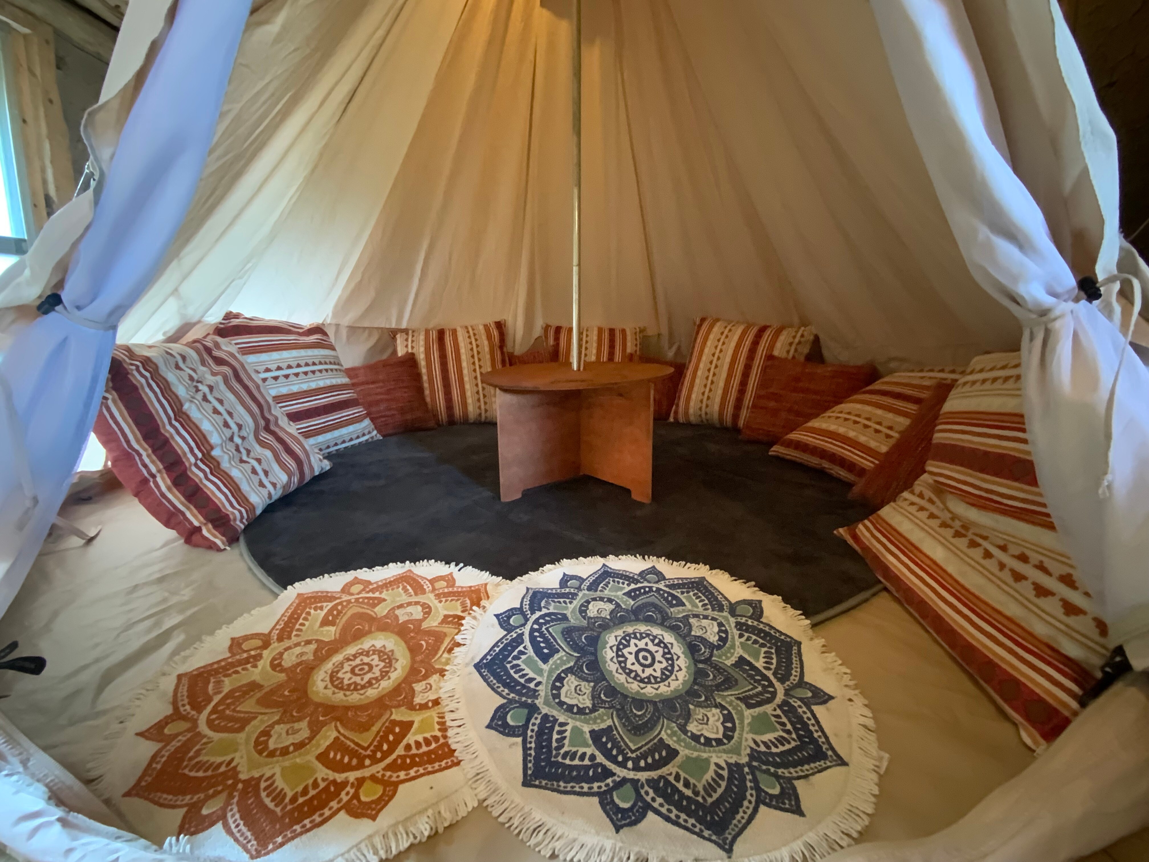 Inside the tent