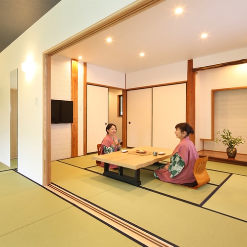 Spacious 2-room Japanese-style room with TV in each room Japanese-style room (10 tatami mats & times; 8 tatami mats) Room with hanare open-air bath