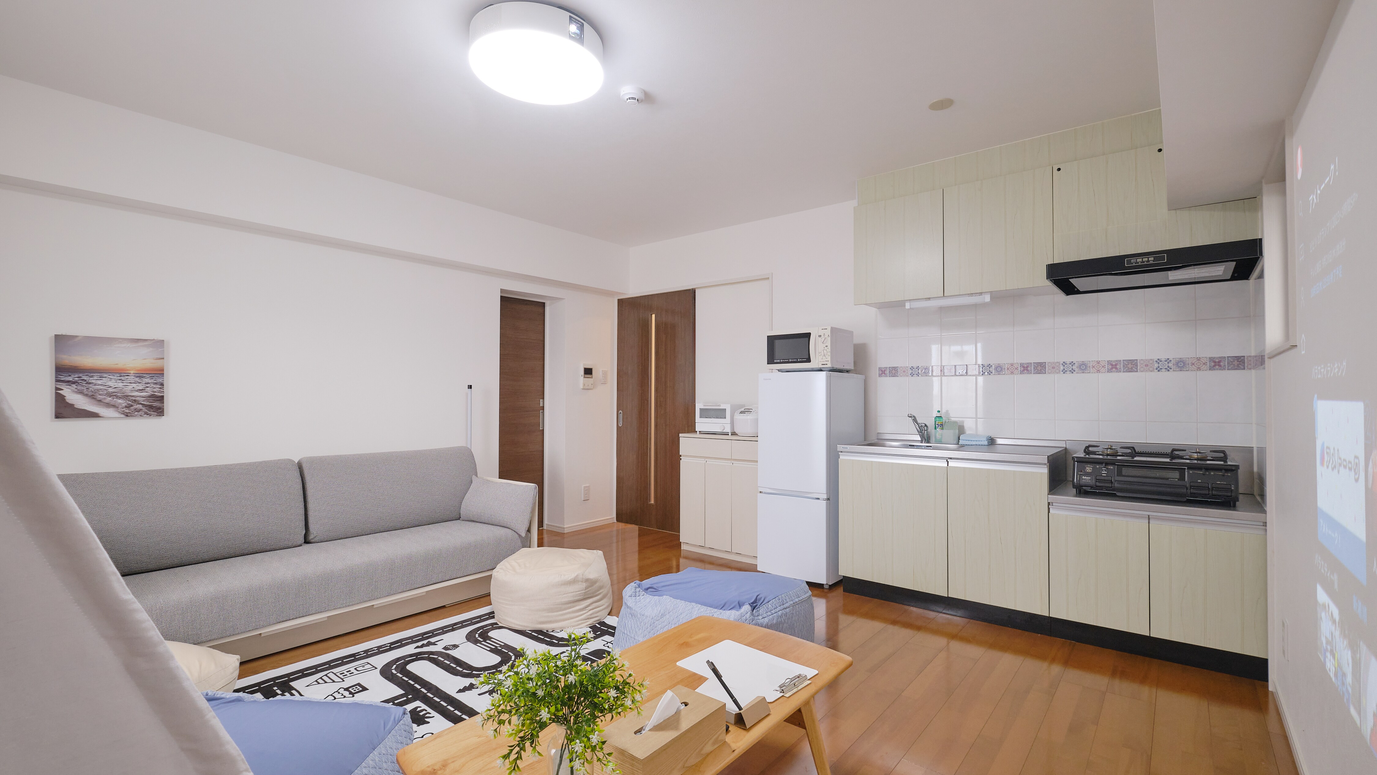Family room: living room and kitchen