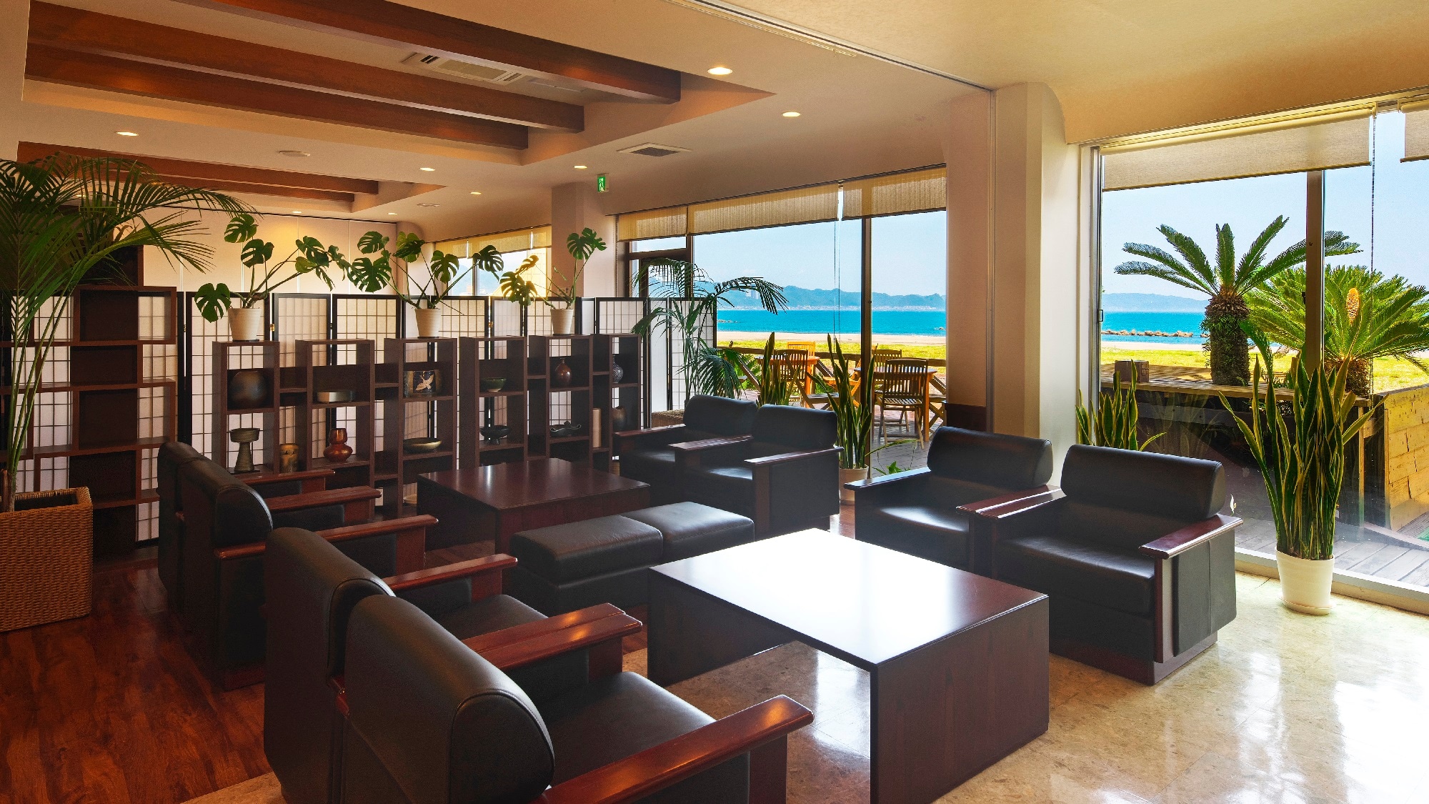 The beach is right in front of the lobby.