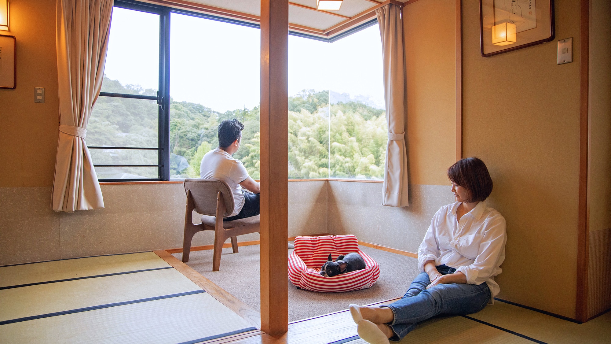 [Kamar bergaya Jepang 12,5 tatami aula timur hewan peliharaan] Waktu bersantai di kamar dengan anjing Anda!