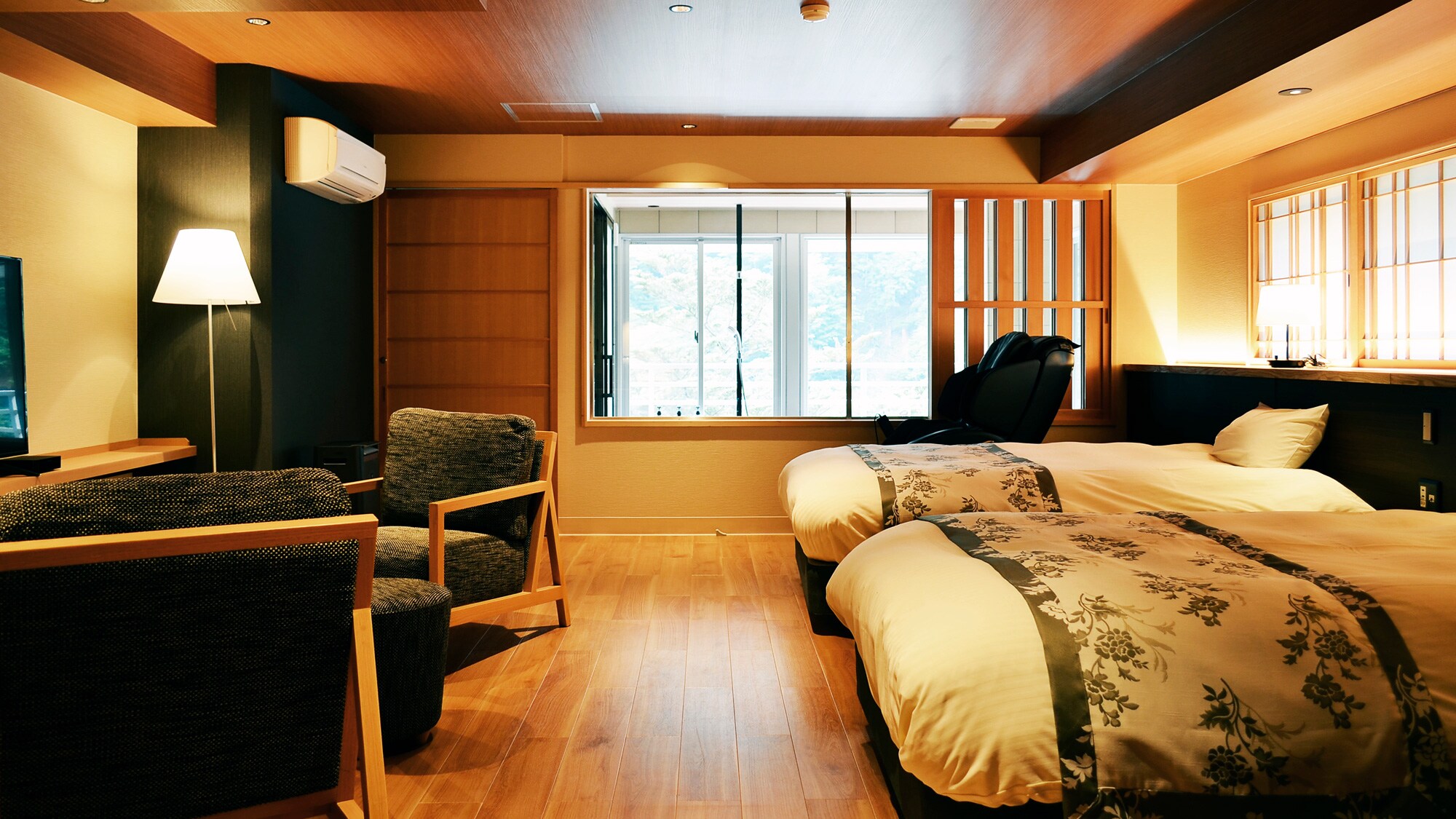 Modern special room with indoor hot spring bath