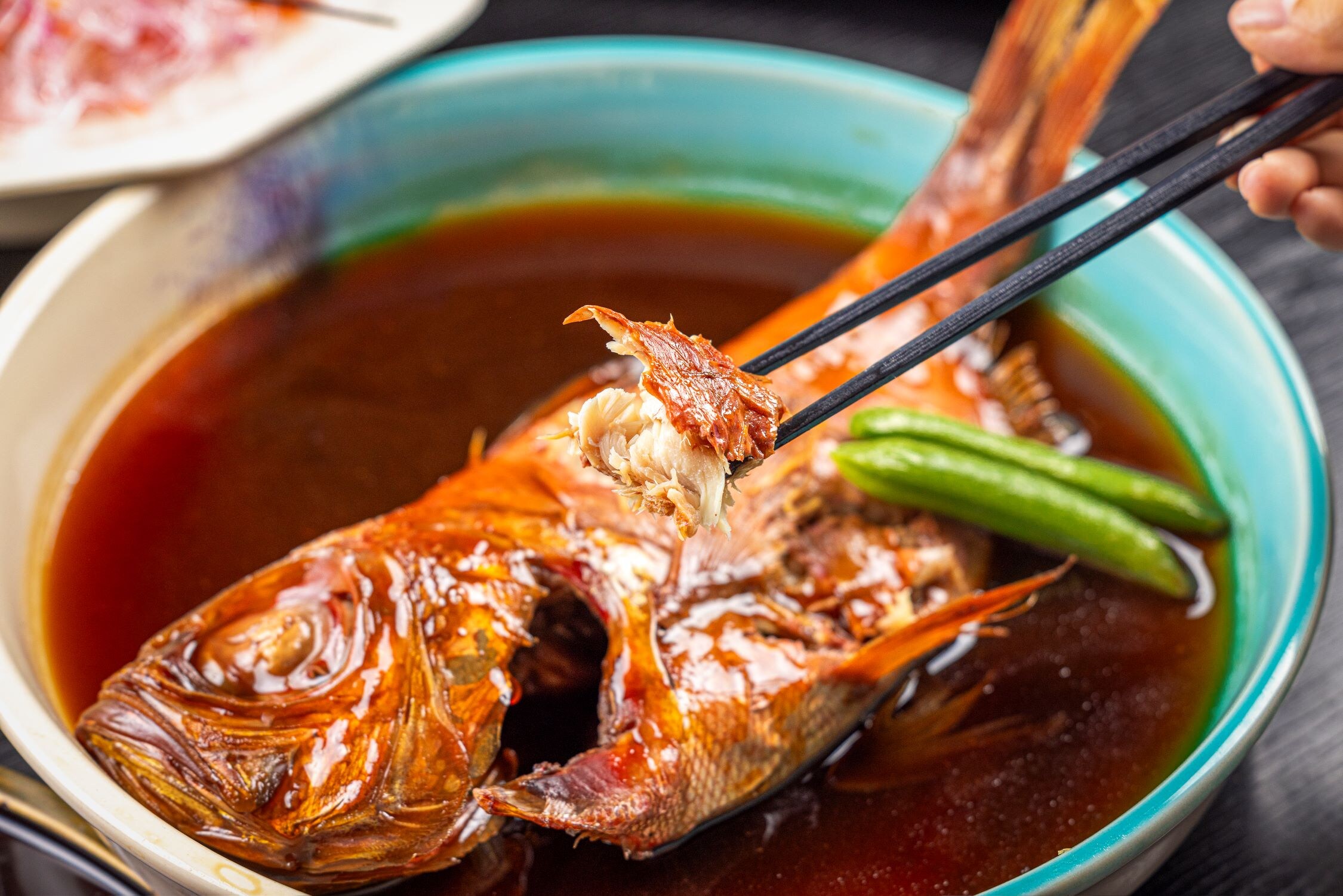 Boiled red sea bream