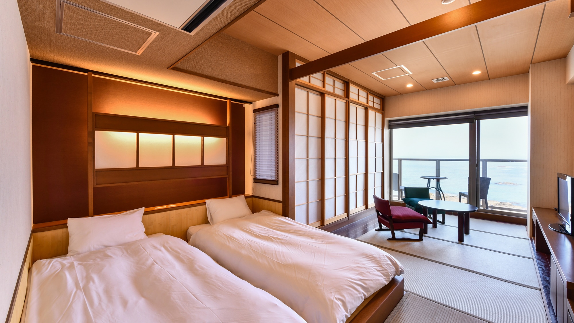 [Non-smoking] Central Building Neomodern Japanese-style room <with ocean view semi-open-air bath> A type
