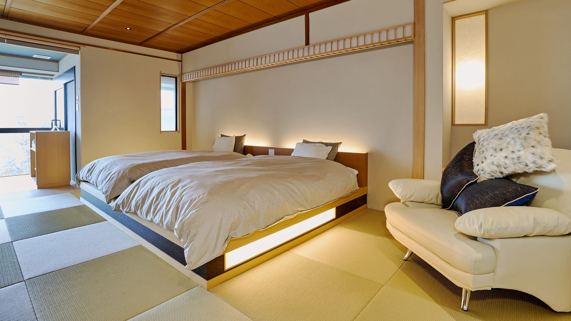 【반노천탕이 있는 트윈(연두 rento) 금연】이미지. 시몬스 사의 매트리스 사용