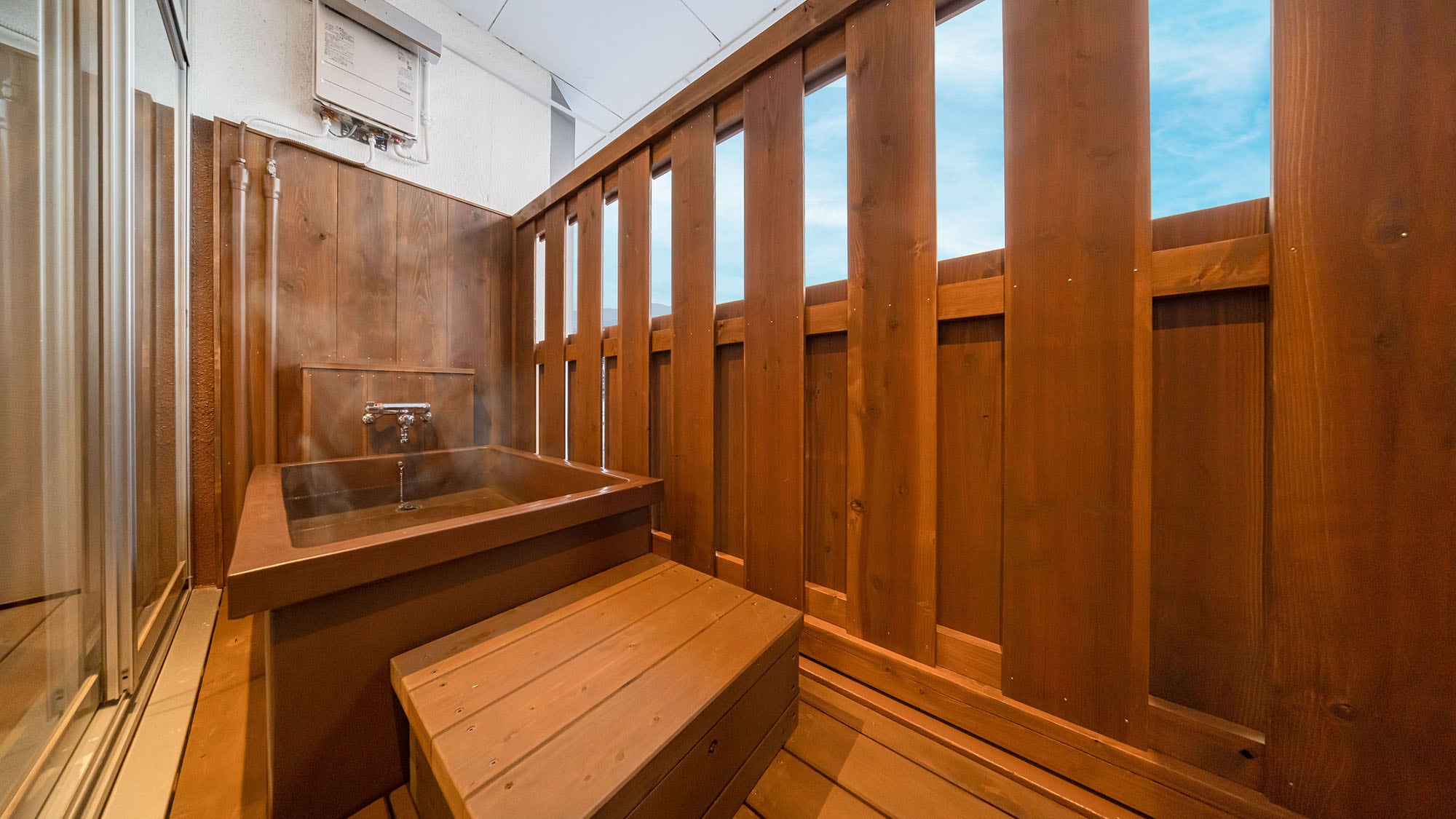 Standard Japanese-style room with open-air bath (city/night view) *An example of an open-air bath in a guest room