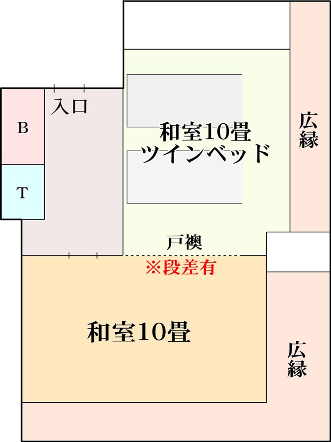 [Two-room room C / corner room] Sea side corner room 10 tatami mats + Japanese-style room twin |