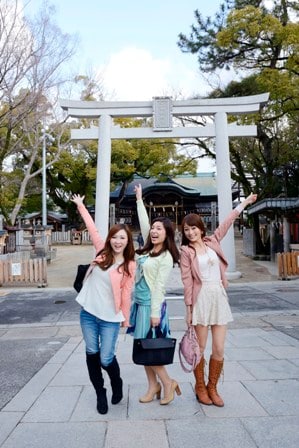 At Ishikiri Shrine, a tourist attraction...