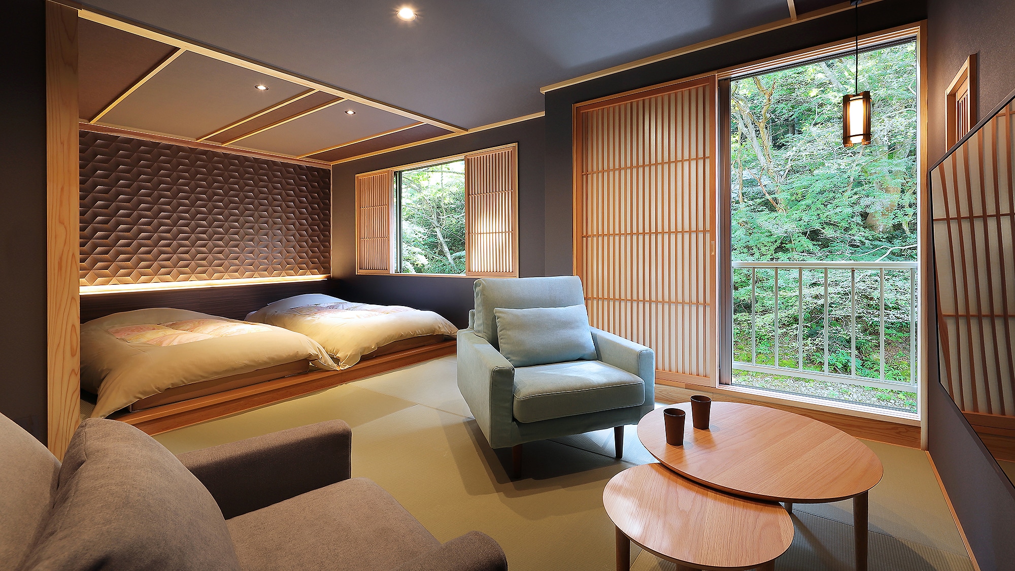Kamar khusus dengan pemandian terbuka "Momiji Suito"