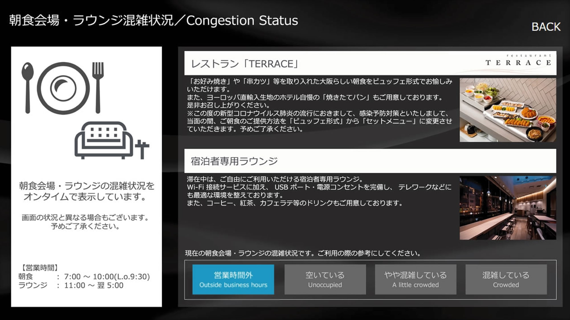 Congestion status display screen
