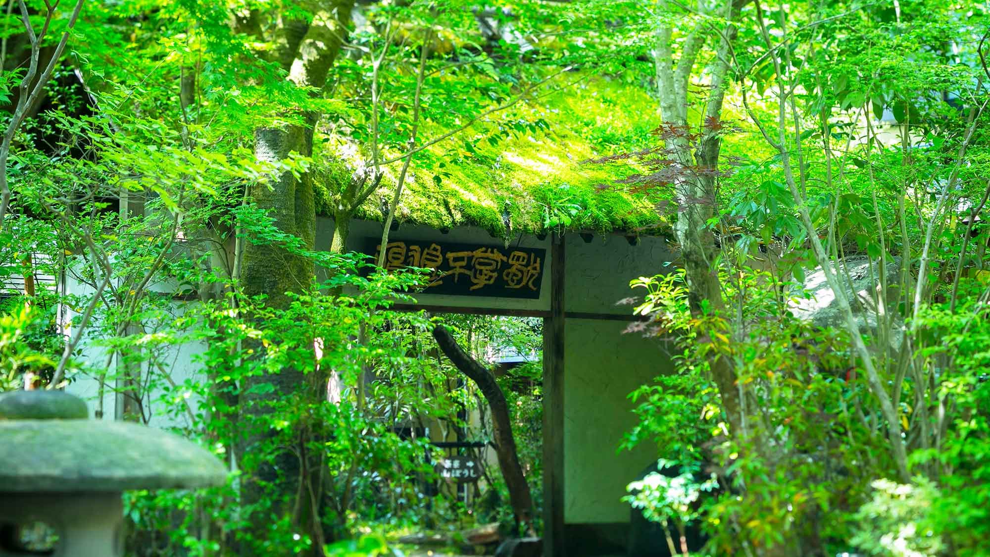 [外观/大门] 旅馆坐落在山涧溪畔，环境清幽，可欣赏四季的变幻。