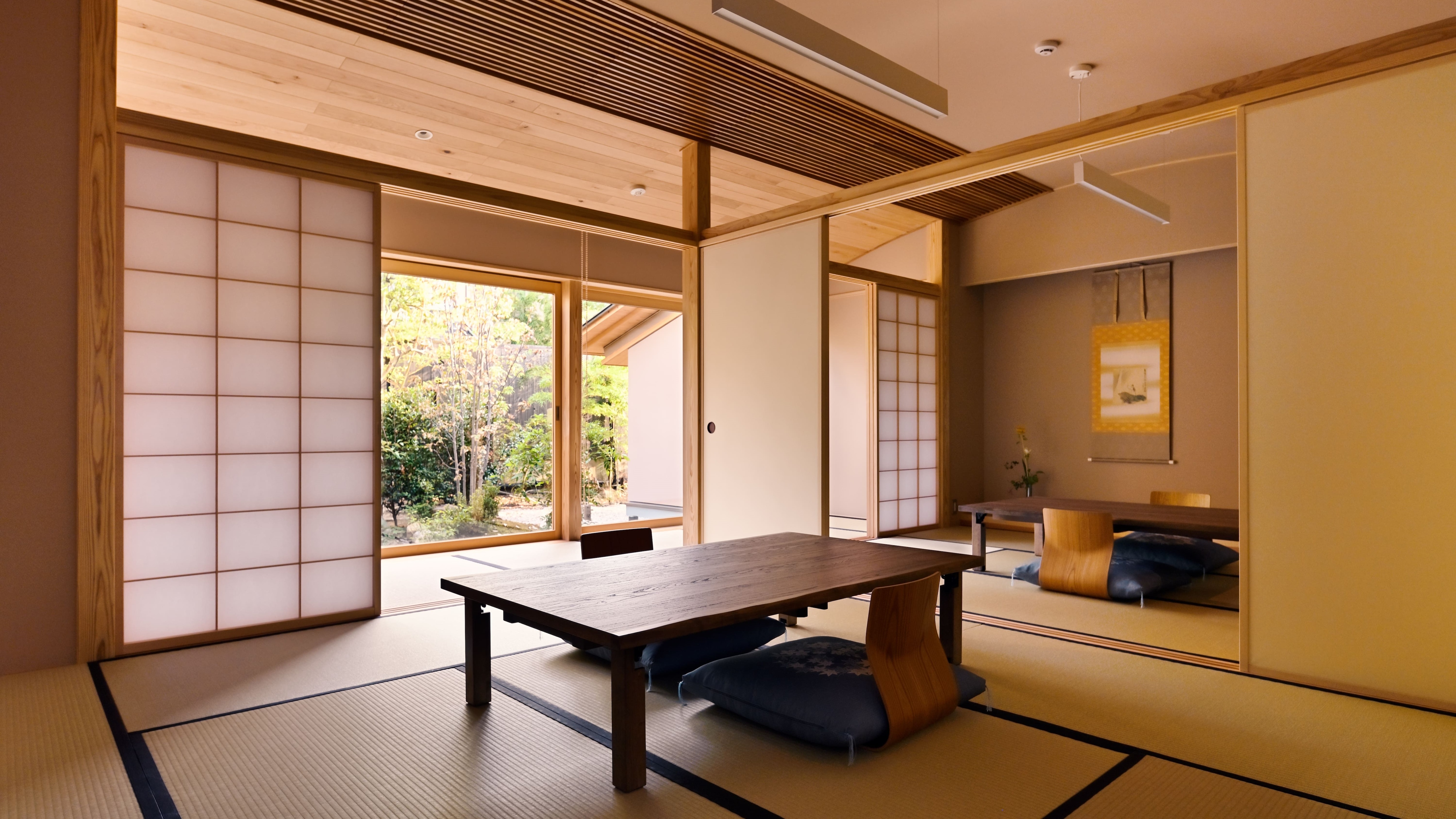 [Kích thước phòng tiếp theo (futon)] ◆ Bồn tắm suối nước nóng bán lộ thiên ◆ Phòng chính 8-10 tatami + 6 tatami