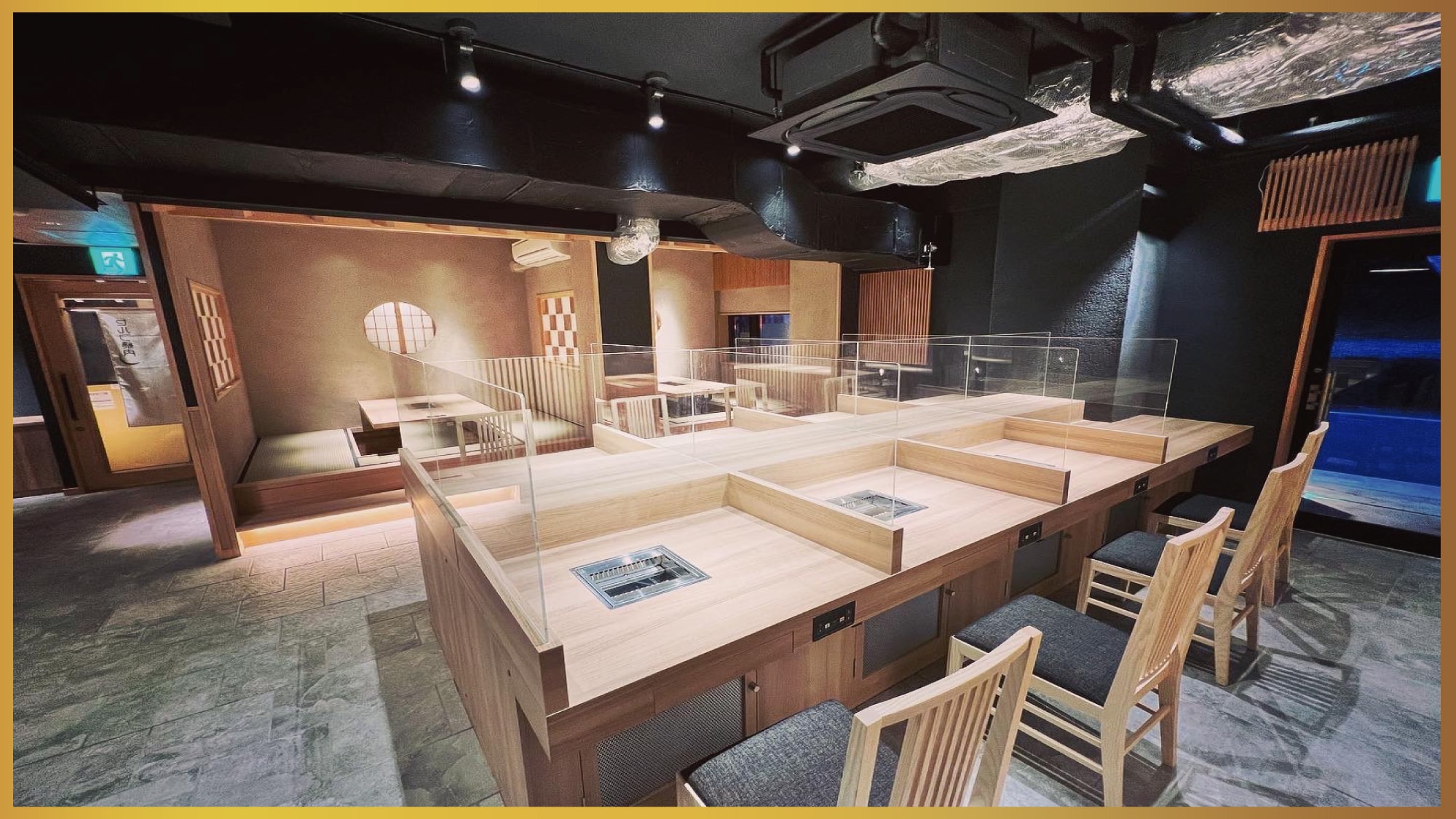 這是別館「月の光」的自助烤肉店「朧」的內部照片♪2022年重新開業