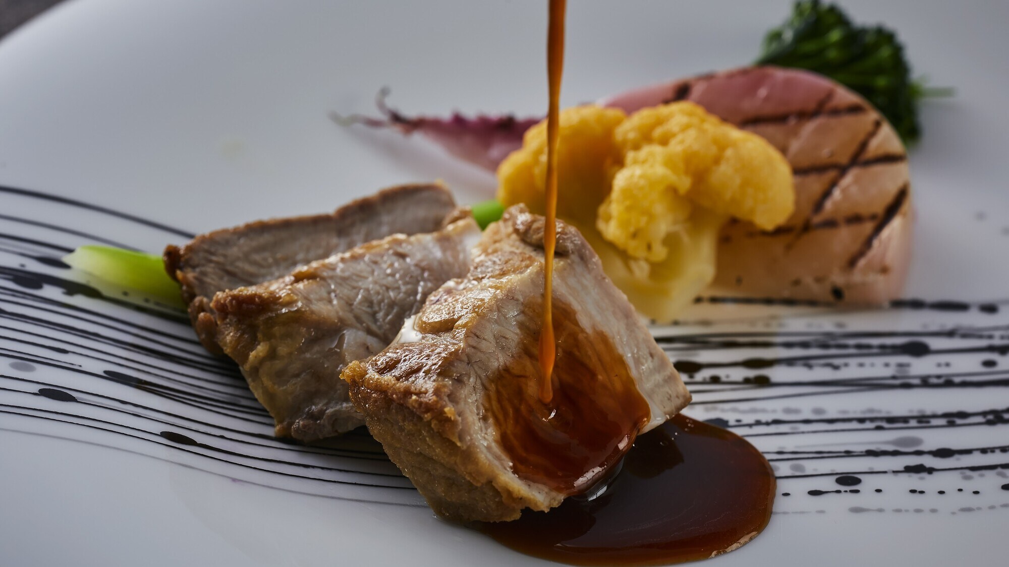 Charbroiled Atagawa pork with roasted local vegetables
