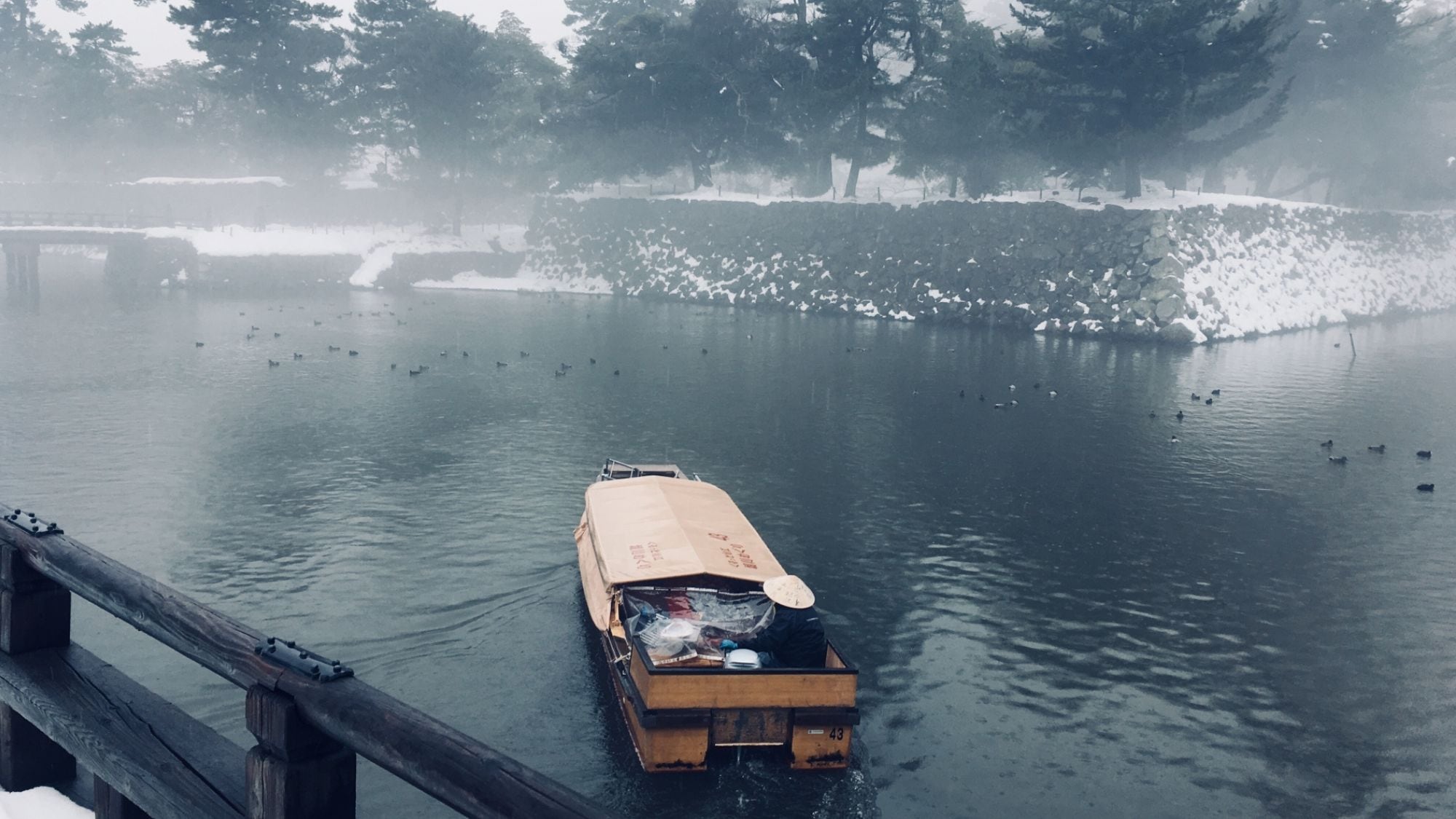 The seasonal "Kotatsu Boat" tour around Matsue Horikawa