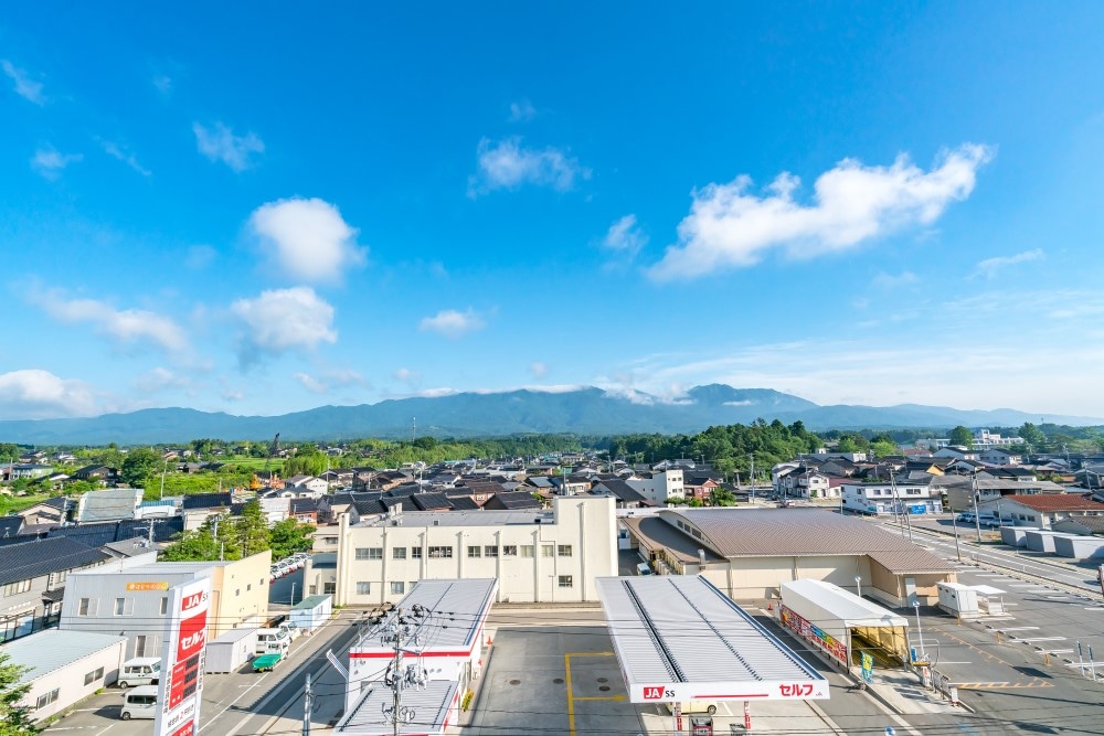 View from the hotel rooftop♪ Osado Mountains