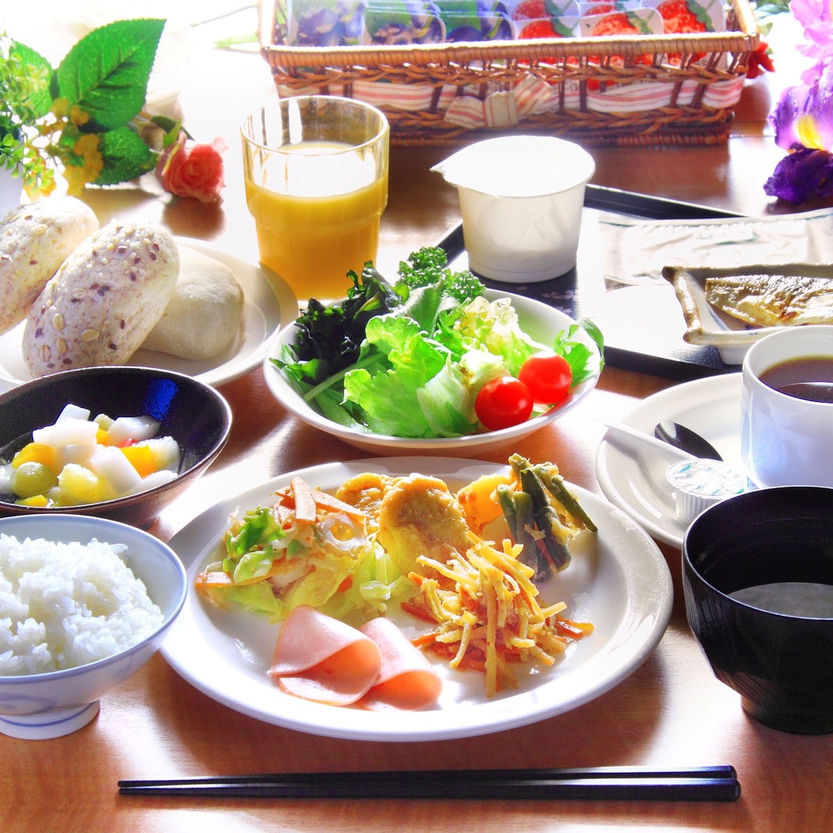 ★ 아침 식사 바이킹 ★ 쌀은 미야기 현산 히토 메보레를 사용!