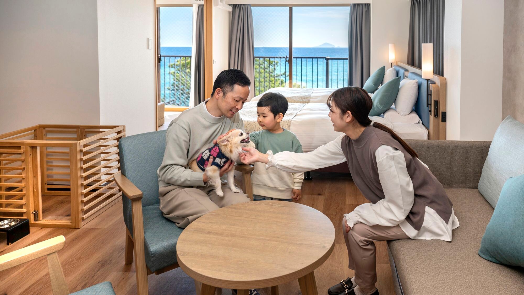 With your dog in the pet room