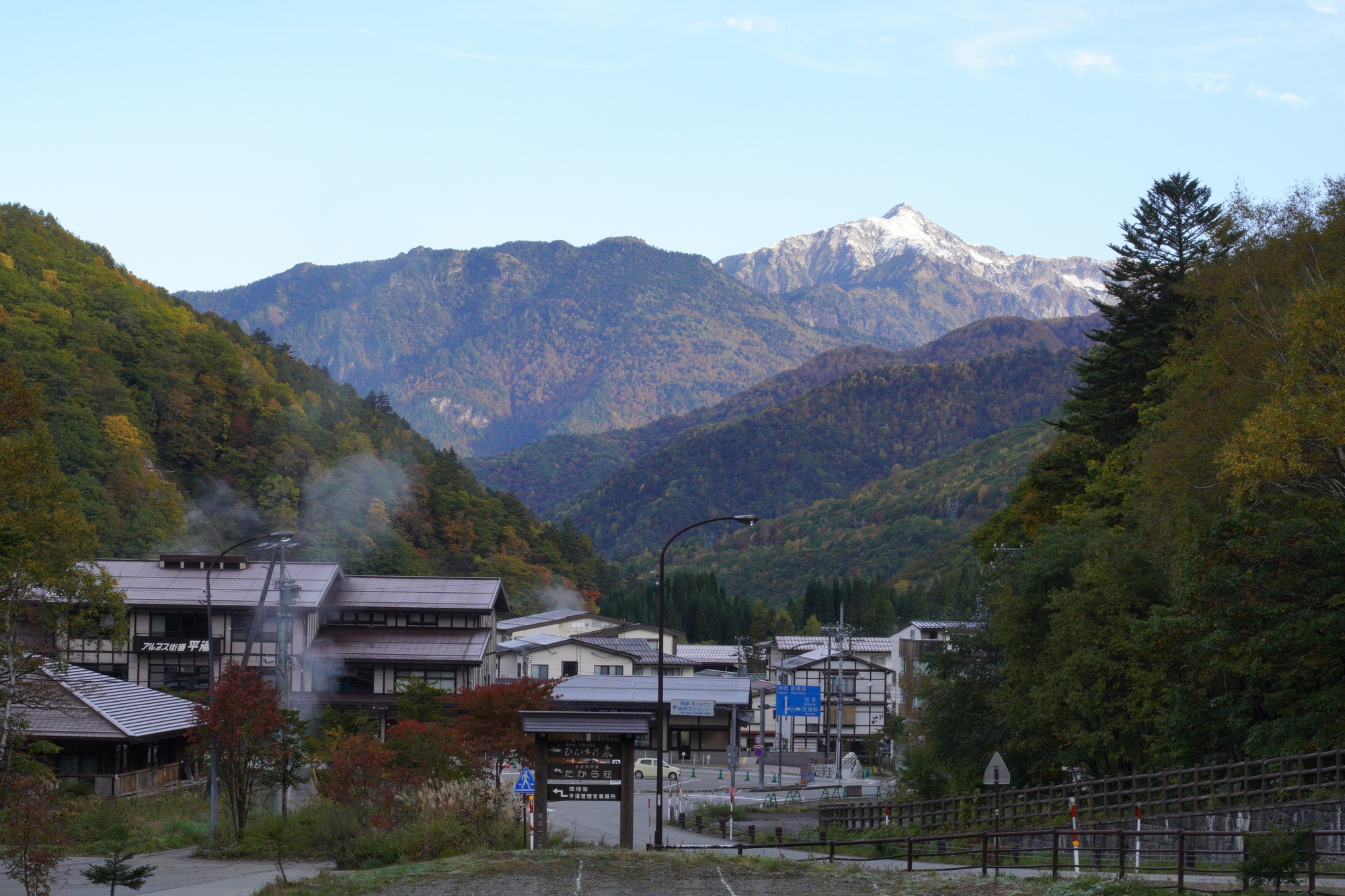 平湯清晨的風景